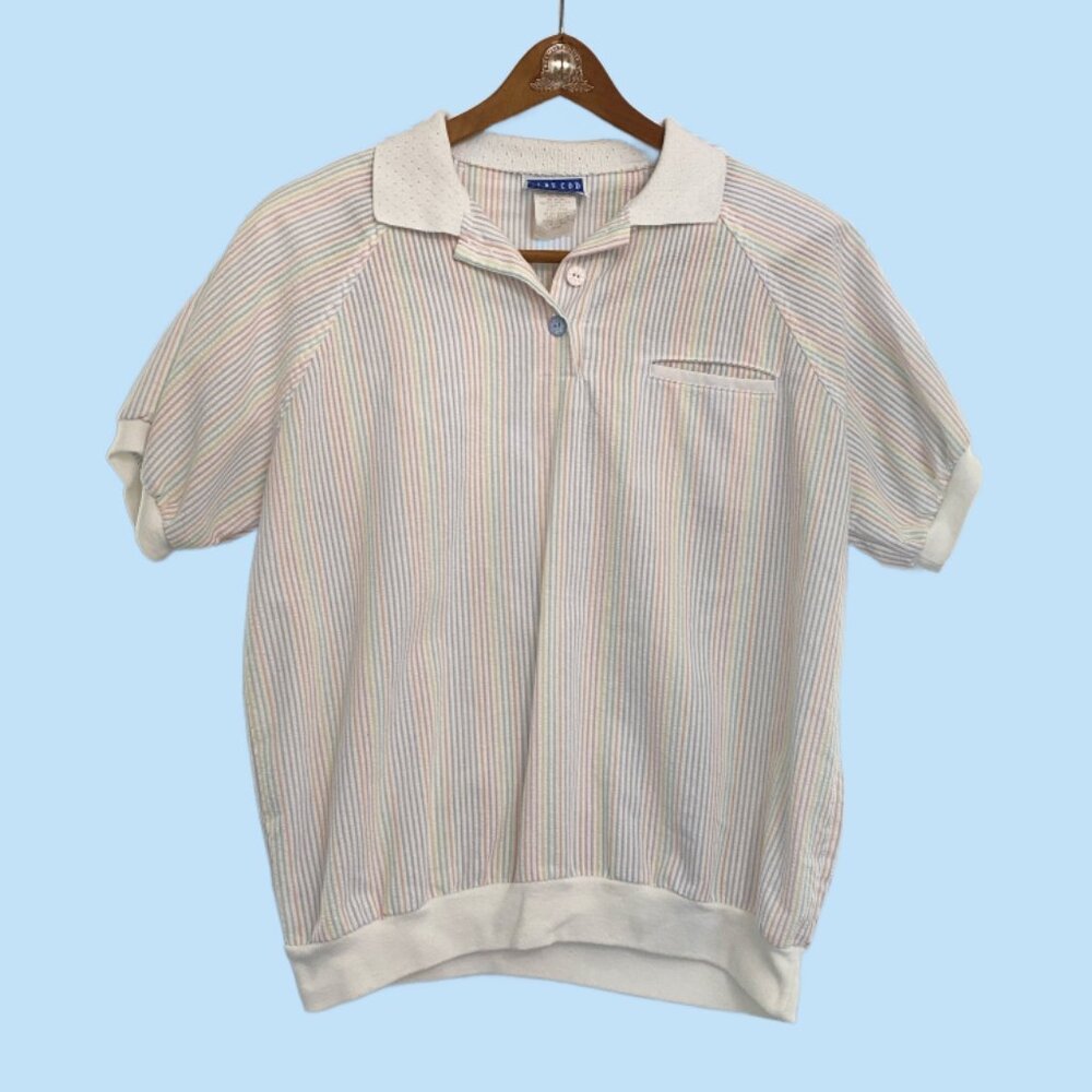 Vintage Cape Cod Rainbow Polo Short Sleeved Top